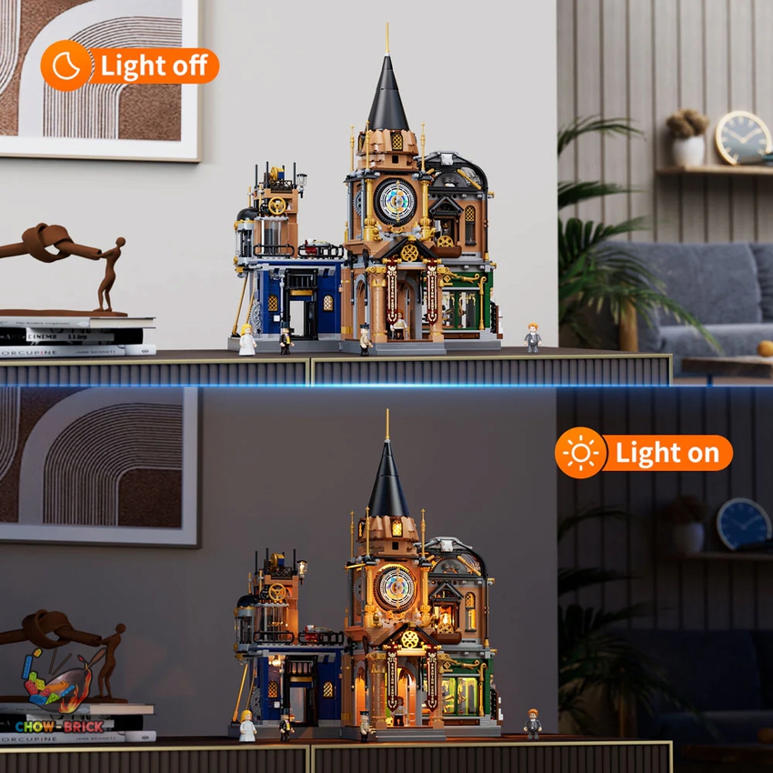 FUNWHOLE Set di Mattoncini per Costruzione con Luci per Osservatorio Steampunk - 2744 Pezzi Modello di Costruzione Meccanica Modulare in Stile Vittoriano per Adulti e Amanti dello Steampunk
