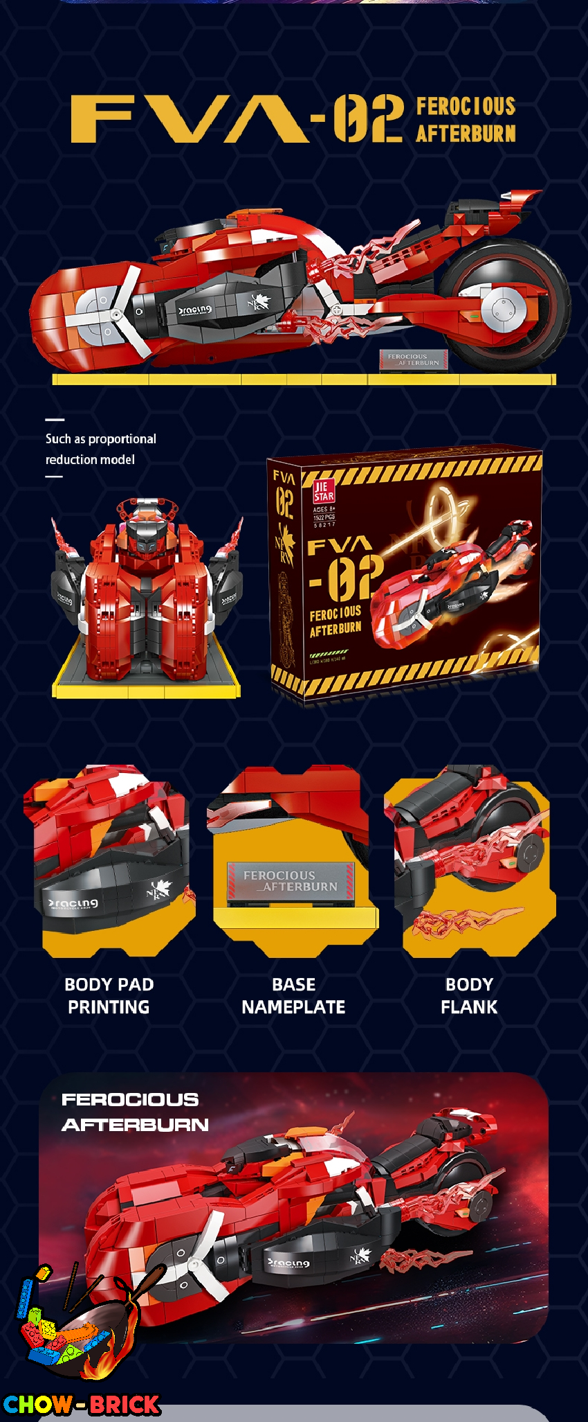 Jie Star 58217 EVA-02 Motorcycle - ChowBrick Store