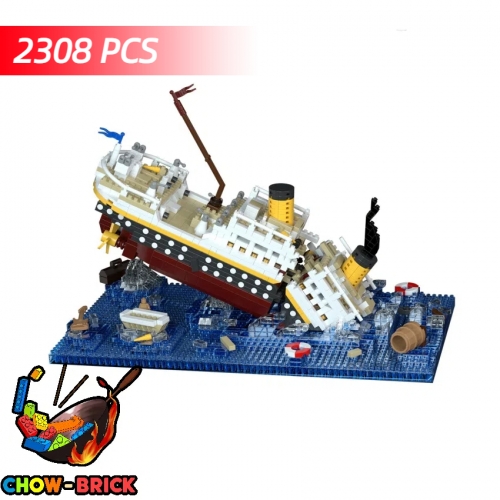 YKO P3123 Titanic Sinking Scene w/ Lights ChowBrick Store - Main Image