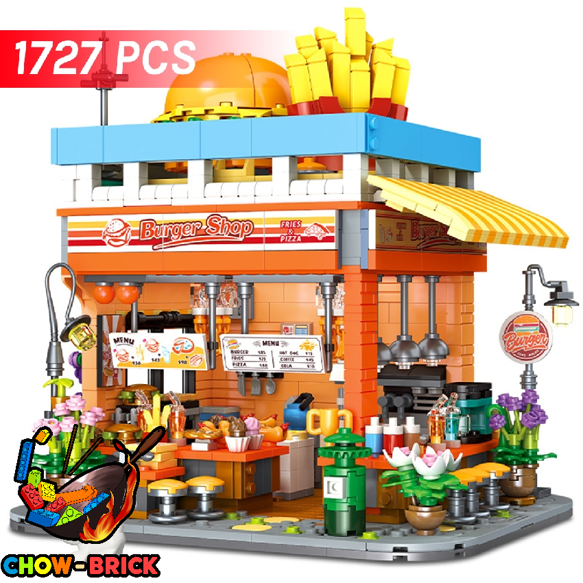 Jie Star JJ9082 Buger Shop w/ Lights - ChowBrick Store