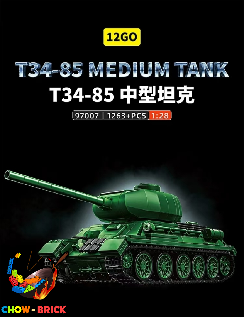 12GO 1/28 97007 T34-85 Medium Tank - ChowBrick Store