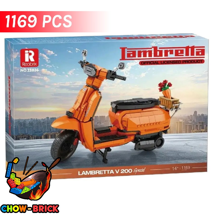 Reobrix 1/5 11036 Lambretta V200 Orange Version - ChowBrick Store