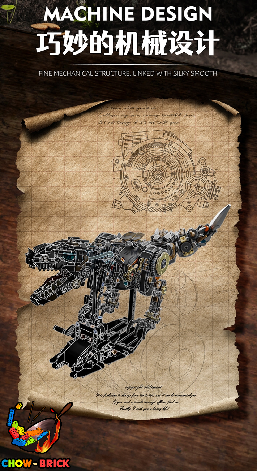 MJ 13087 Semi Mechanical Dinosaur w/ PF Parts - ChowBrick Store