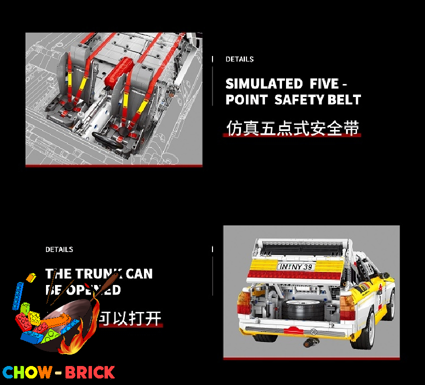 Bole Brick 23043 – Set Auto Sportiva Audi Sport Quattro S1 In Mattoncini, 3887 Pezzi, Scala 1:8, Con Luci LED – Modello Da Collezione