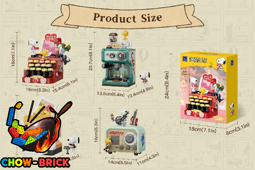 Pantasy 86913-16 Official Licensed Snoopy Retro Time Series Set of