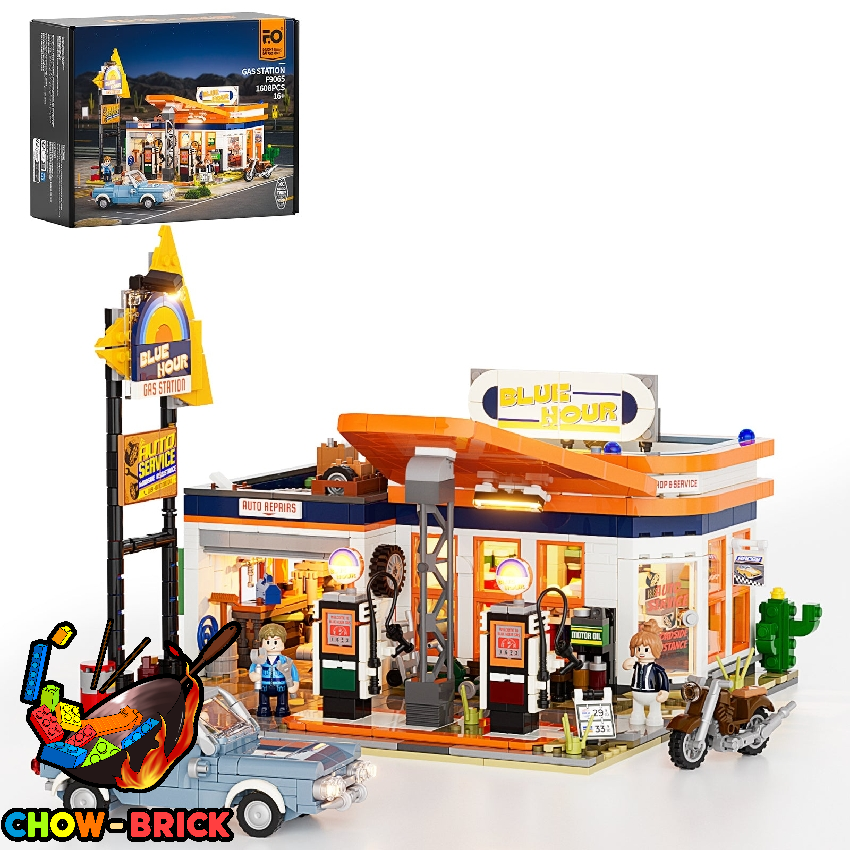 FunWhole F9065 Gas Station w/ Lights - ChowBrick Store