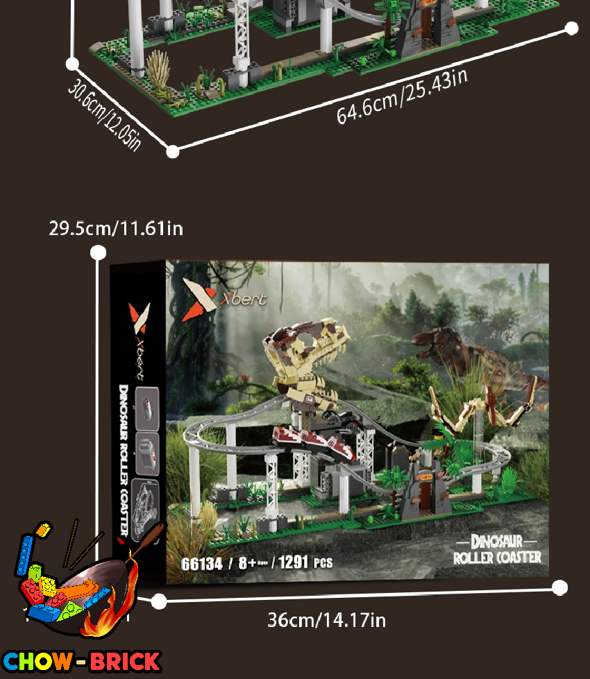 Xbert 66134 Dinosaur Roller Coaster w/ PF Parts - ChowBrick Store