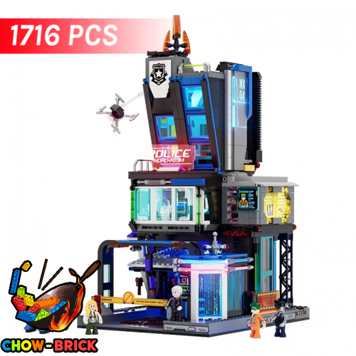 Lumibricks 17009 Cyberpunk Police HQ w/ Lights - ChowBrick Store