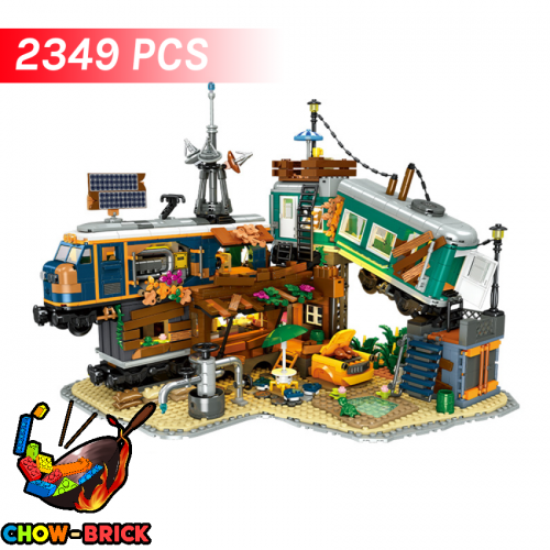 Jie Star 59167 Train Park Abandoned Train Theme Park w/ Lights