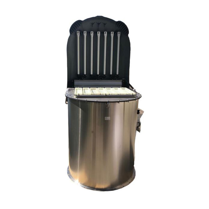 Silo venting filter with stainless steel body and open top filter elements