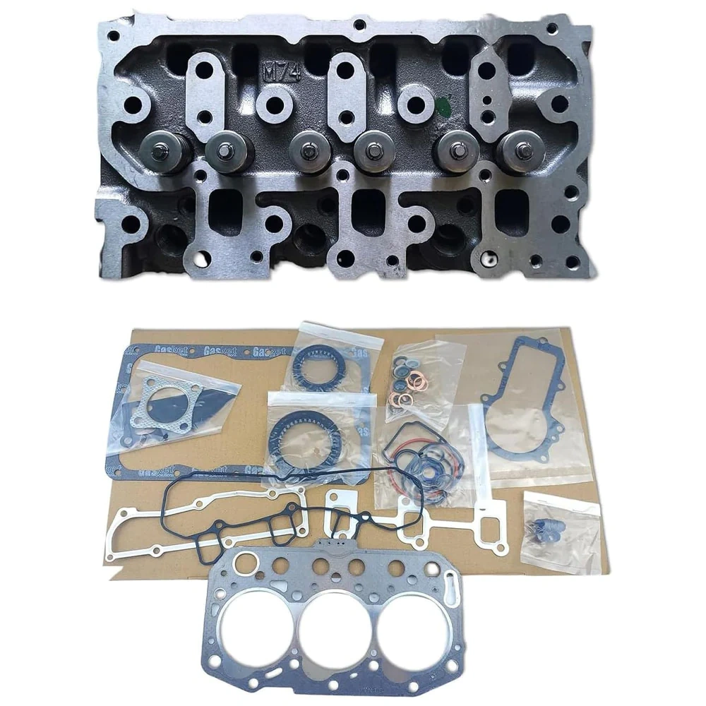 Cylinder Head+1 Set Full Gasket Kit 3TNM74 Compatible With Yanmar Engine SCT1 SA221 Tractor 3TNM74F-SAKV Engine Mini Excavator Generator 3TNM74 For John Deere Engine