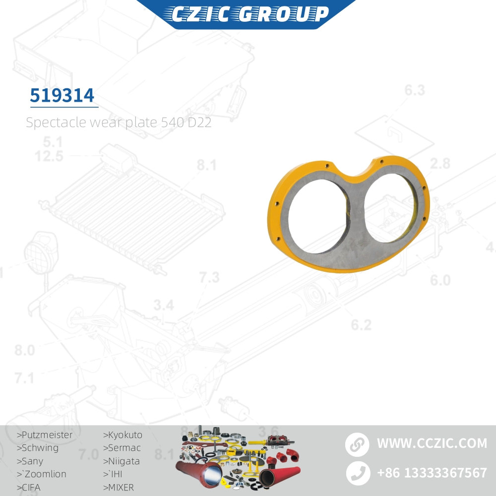 519314 Spectacle Wear Plate 540 DURO22 for Putzmeister Concrete Pump