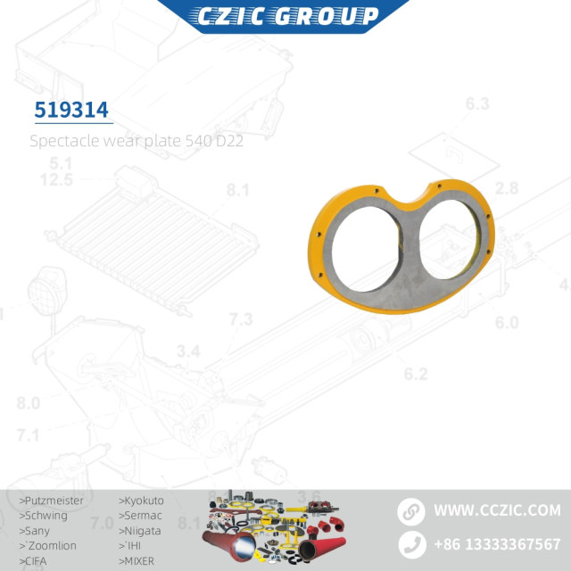 519314 Spectacle Wear Plate 540 DURO22 for Putzmeister Concrete Pump