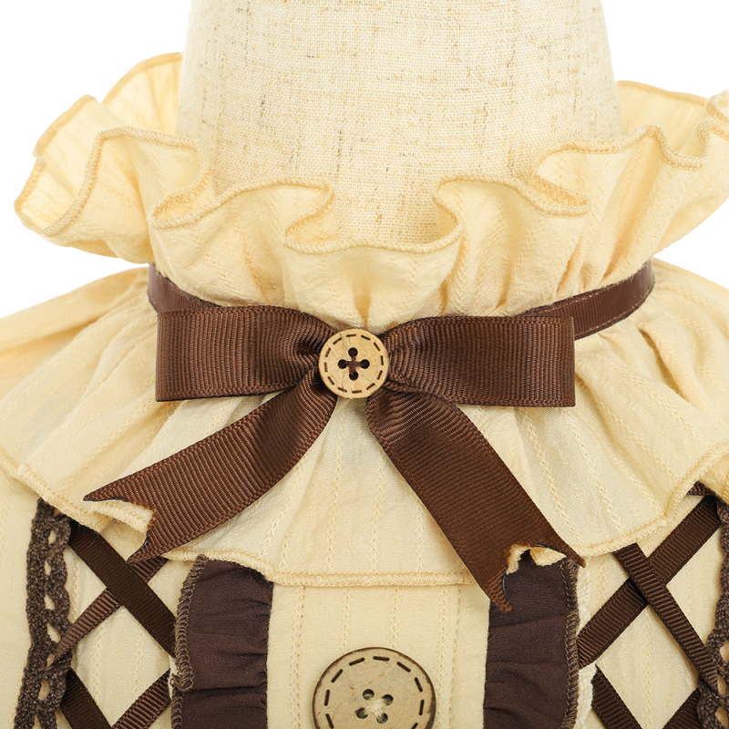Retro Sweet Lolita Dress Chocolate Sleeve High Waist Victorian Dress Kawaii Girl Gothic Lolita Op Loli