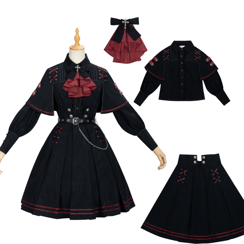 Lolita dress tenue kawaii Japanese Women Black Gothic Lolita Dress Victorian Renaissance Retro Chic Punk Style