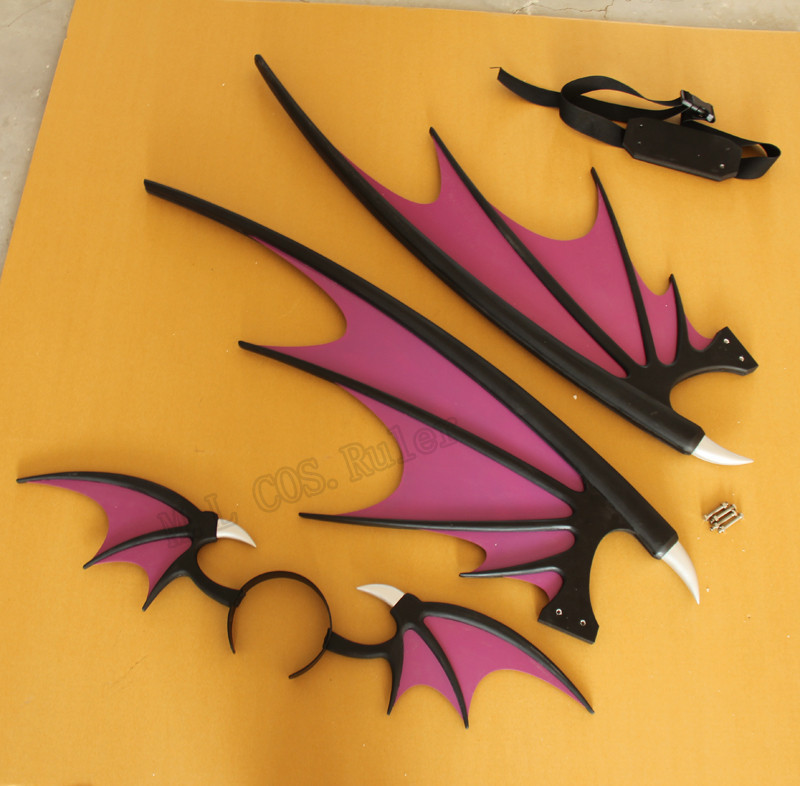 New the Original Vampire Darkstalker Morrigan Aensland Wings and Headband PVC Cosplay Prop Accessories