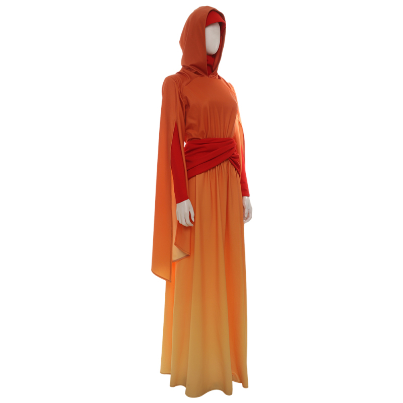 Star Wars Padme Amidala Queen Cosplay Costume Fancy Halloween Princess Handmaidens Dress Orange Robe Women Party Suit