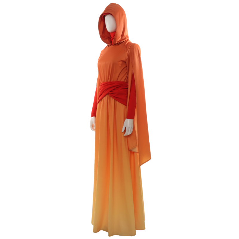 Star Wars Padme Amidala Queen Cosplay Costume Fancy Halloween Princess Handmaidens Dress Orange Robe Women Party Suit