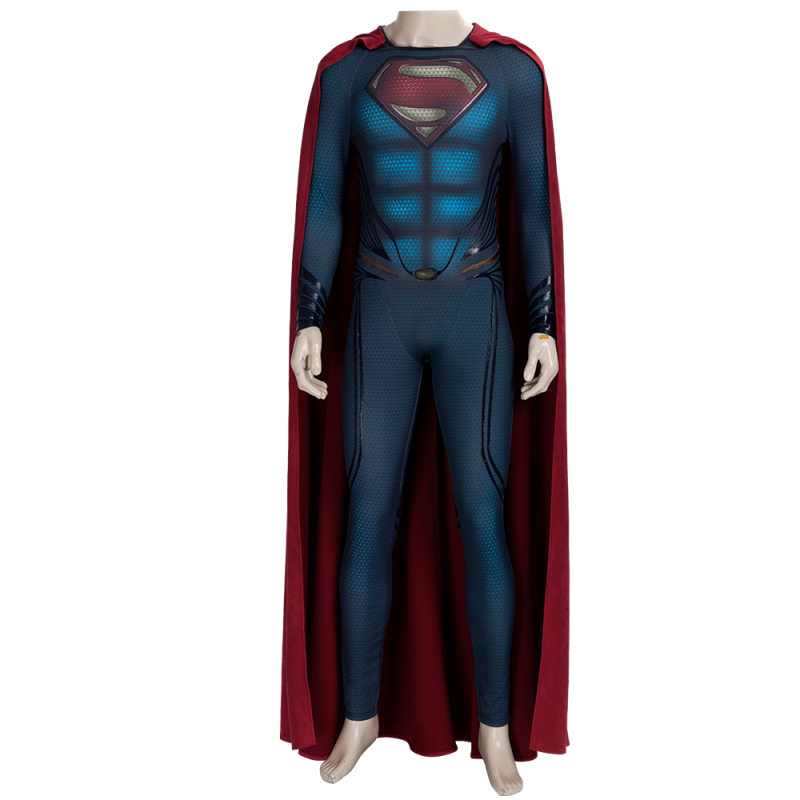 Superman Cosplay Costume Jumpsuit Cape Halloween Outfit
