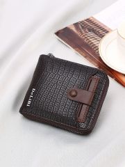 Men's PU Simple Portable Double Zipper Wallet