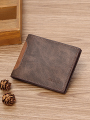 Men's Frosted Contrast PU Large Credit Card Storage Wallet