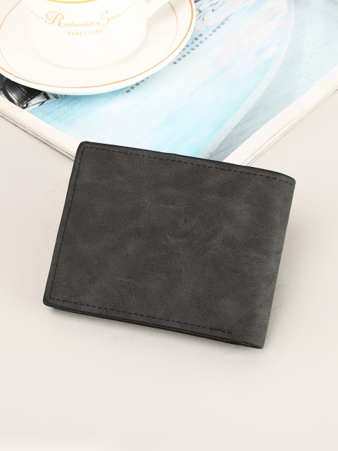 Frosted Contrast Color PU Double Zipper Wallet