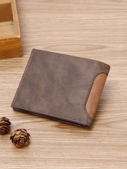 Men's Frosted Contrast PU Large Credit Card Storage Wallet