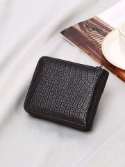 Men's PU Simple Portable Double Zipper Wallet