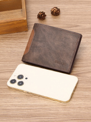 Men's Frosted Contrast PU Large Credit Card Storage Wallet