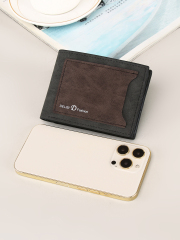 Frosted Contrast Color PU Double Zipper Wallet