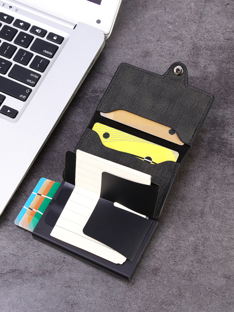 Men's PU Business Automatic Bullet Credit Card Holder