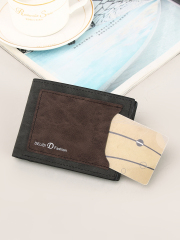 Frosted Contrast Color PU Double Zipper Wallet