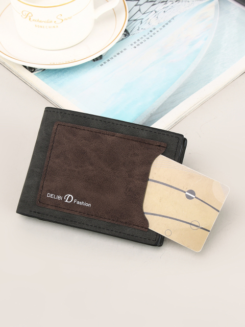 Frosted Contrast Color PU Double Zipper Wallet