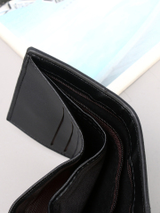 Men's three-fold embossed pu black wallet