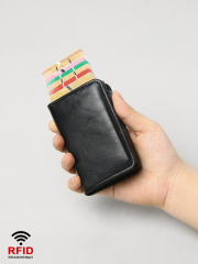 Men's PU Business Automatic Bullet Credit Card Holder