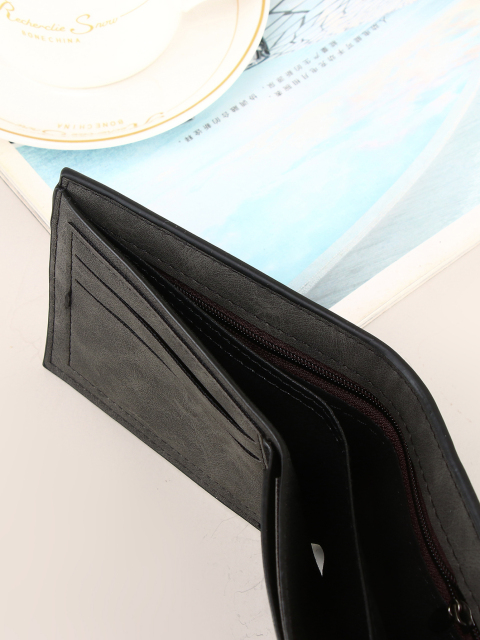 Frosted Contrast Color PU Double Zipper Wallet