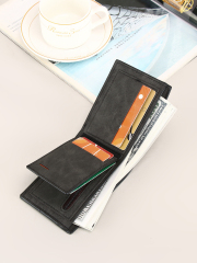 Frosted Contrast Color PU Double Zipper Wallet