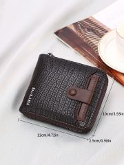 Men's PU Simple Portable Double Zipper Wallet