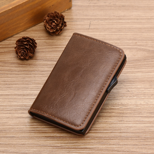 Men's PU Business Automatic Bullet Credit Card Holder