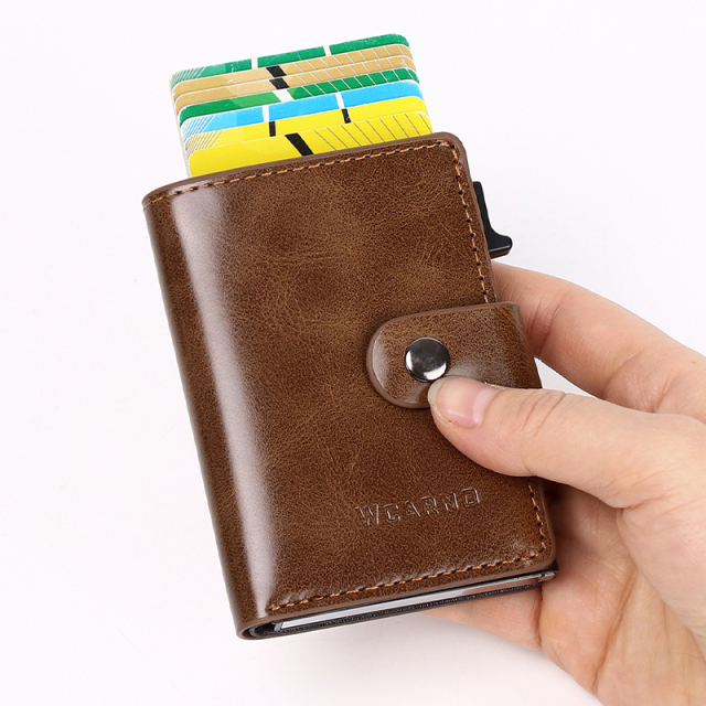 Men's PU Business Automatic Bullet Credit Card Holder