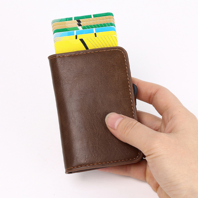 Men's PU Business Automatic Bullet Credit Card Holder