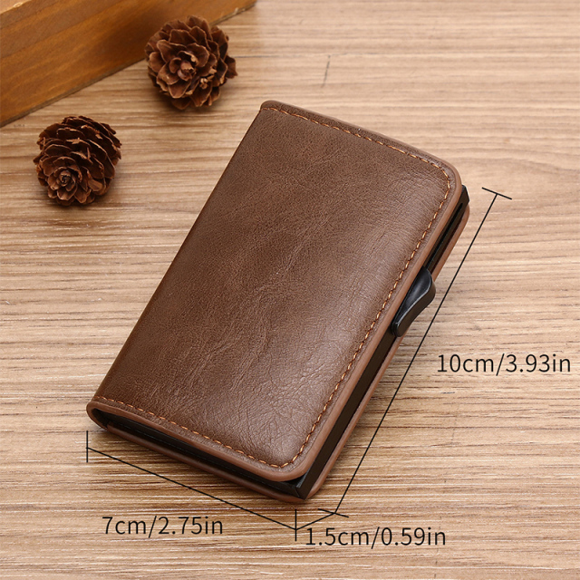 Men's PU Business Automatic Bullet Credit Card Holder