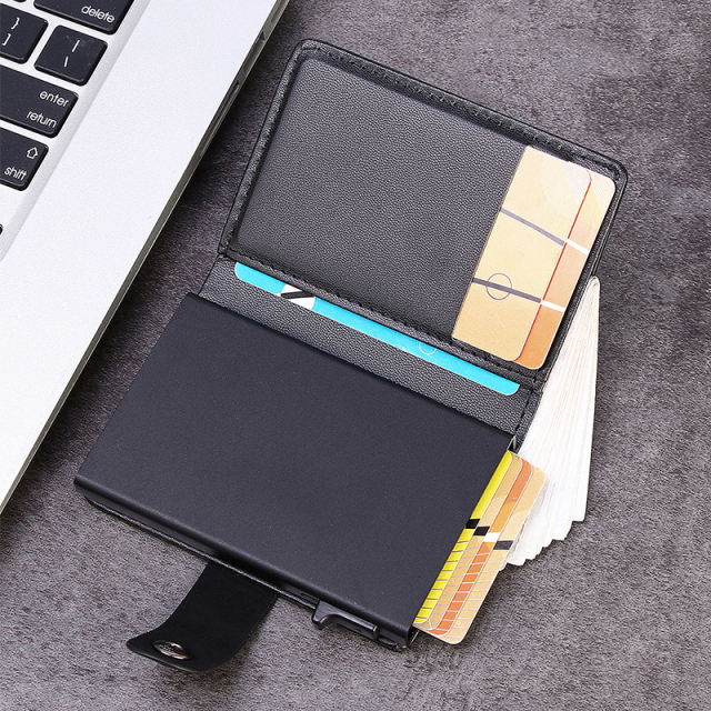 Men's PU Business Automatic Bullet Credit Card Holder