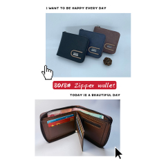 Men's fashion business PU zipper wallet