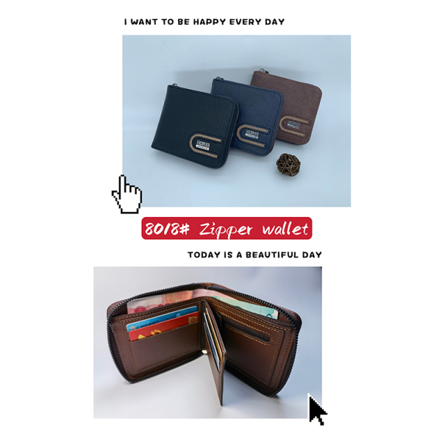 Men's fashion business PU zipper wallet