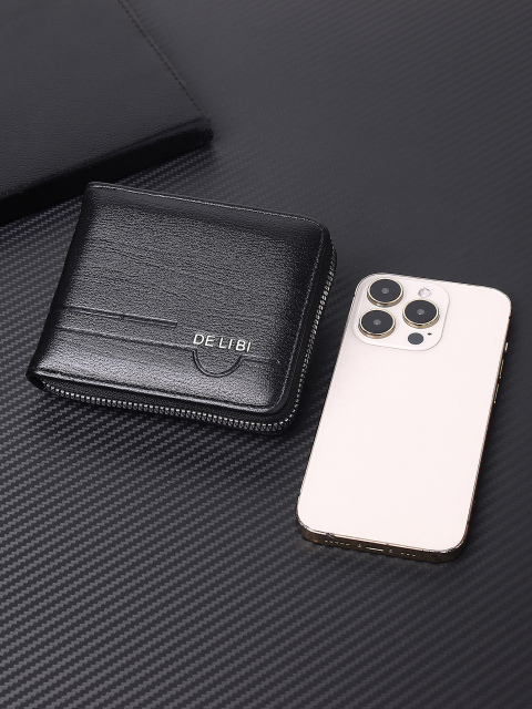Men's fashion business PU zipper wallet