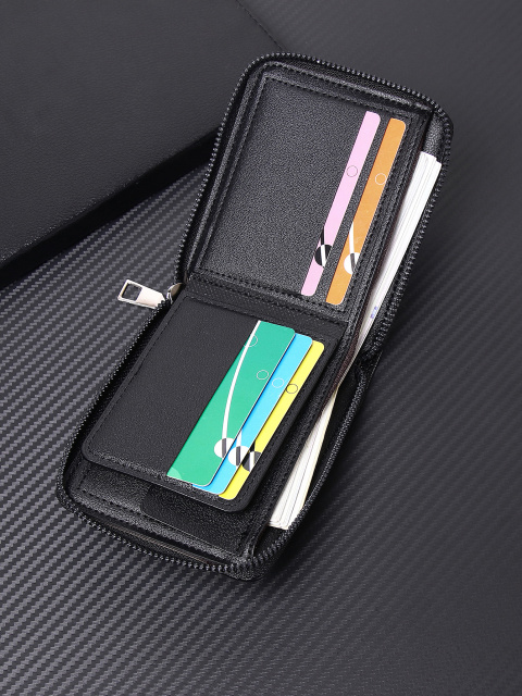 Men's fashion business PU zipper wallet
