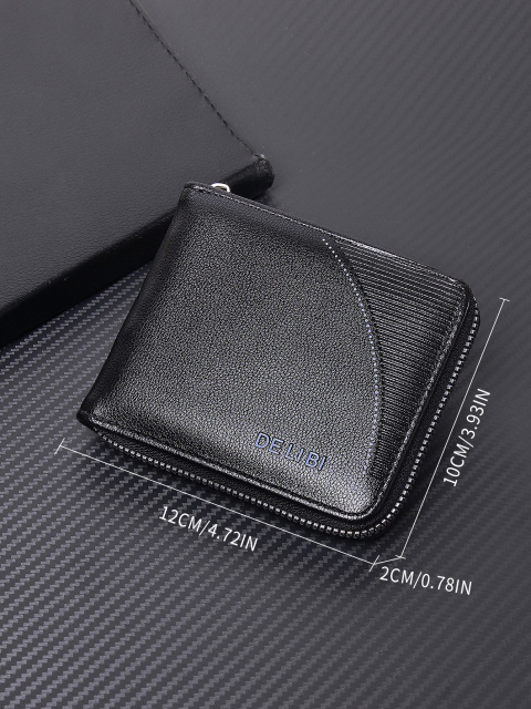 Men's fashion business PU zipper wallet