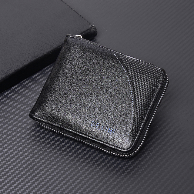 Men's fashion business PU zipper wallet