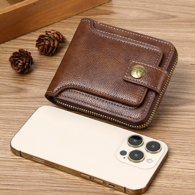 Men's fashion business PU zipper wallet